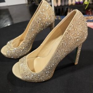 Elegant Gold Rhinestone Women's Heels